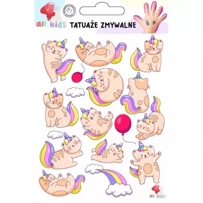 Tatua�e zmywalne dla dzieci Kotki jednoro�ce All4Kids