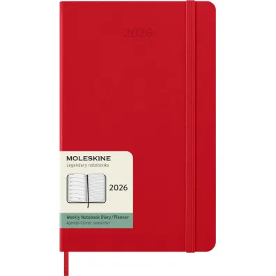 Kalendarz 2026 12M Moleskine L twarda oprawa tygodniowy Scarlet Red 13x21cm