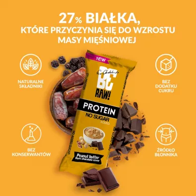 BeRaw Baton Proteinowy - maso orzechowe, 27% biaka WPC80 40 g