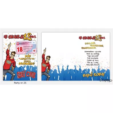 Stamp Karnet Party B6 + koperta wz�r nr 25 Urodziny 18