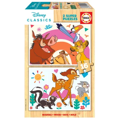 Puzzle drewniane 2x16 el. Kr�l Lew Bambi Educa