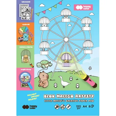 Kolorowanka Blok Ma�ego Artysty Kapibara, KAPI FUN, 120g/m2, A4, 8 ark, Happy Color