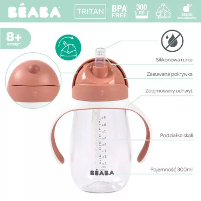 Beaba Bidon niekapek ze somk tritanowy Terracotta 300 ml