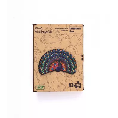 Puzzle drewniane eko 152 el. Luksusowy paw A3 Maksik