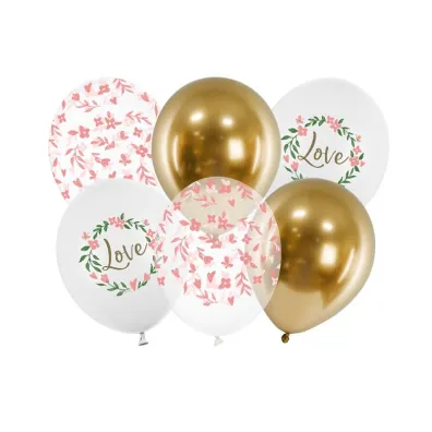 PartyDeco Balony Love 30cm 6szt