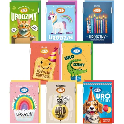 Karnet B6 Urodziny przesuwne dzieci�ce mix