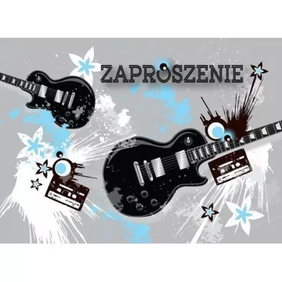 Kukartka Zaproszenie ZZ-049 Gitary 5 szt.