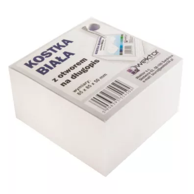Wektor Kostka klejona, otw�r na d�ugopis bia�y 85x85 mm, 5cm