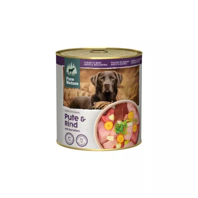 Pure Nature Dog Pute Rind - indyk i woowina z marchewk i fenkuem dla dorosych psw 800 g