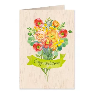 Cozywood Karnet drewniany C6 + koperta Gratulacje