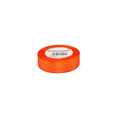 Wst��ka satynowa w kropki pomara�czowa 25mm x 22m
