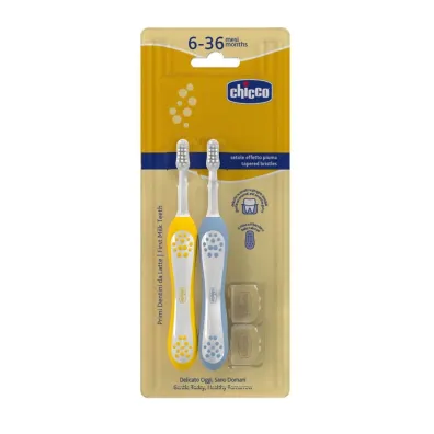 Chicco Szczoteczki do z�b�w indigo/musztardowy 6-36m 2 szt.