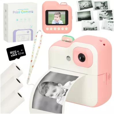 Aparat fotograficzny natychmiastowy drukarka termiczna + wkady karta 32GB rowy
