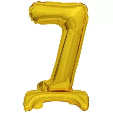 Amscan Balon foliowy mini cyfra 7 ze stopk� z�ota 22x40cm