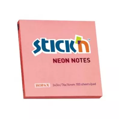 Stickn Notes samoprzylepny neon 76x76 mm rowy