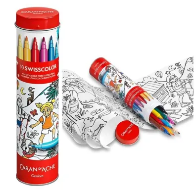 Carandache Flamastry akwarelowe Swisscolor z kolorowank� 10 szt.