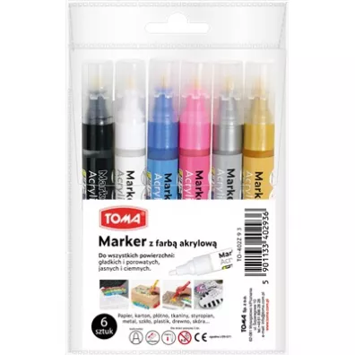 Marker akrylowy metalic 6 szt.