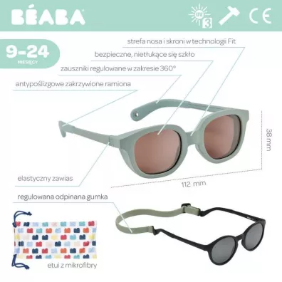 Beaba Okulary przeciwsoneczne dla dzieci 9-24 miesicy Lucky - Sage Green