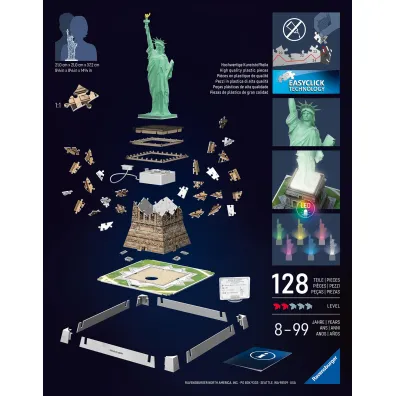 Puzzle 128 el. 3D Iconics Statua Wolno�ci Ravensburger