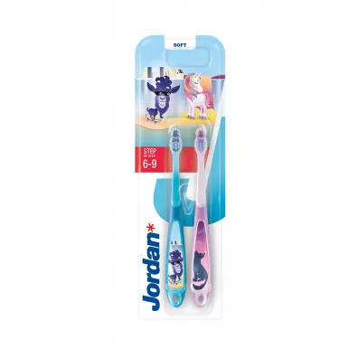 Jordan Step By Step szczoteczka do z�b�w dla dzieci 6-9 lat Mi�kka Elastyczna 2 szt.