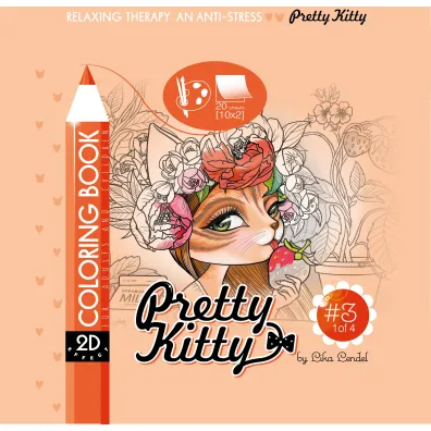Kolorowanka antystresowa 200x200 20 kartek usztywniana 2D brokat Pretty Kitty 3