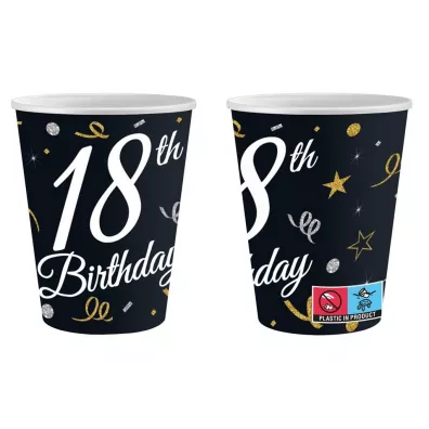 Godan Kubeczki papierowe B&C 18 Birthday 240ml 6 szt.