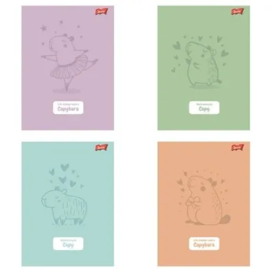 St. Majewski Paczka Zeszyt A5 32k.w lini dwukolorowa pastel Capybara mix pakiet 15 sztuk