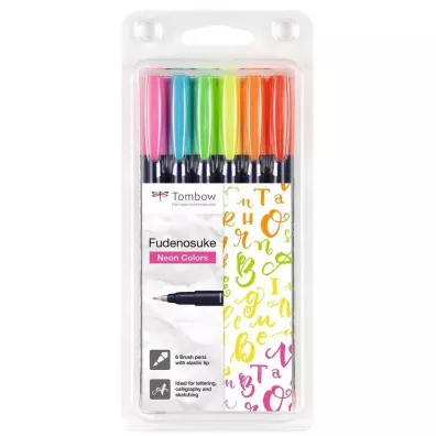 Tombow Flamastry brush pen Fudenosuke 6 szt.