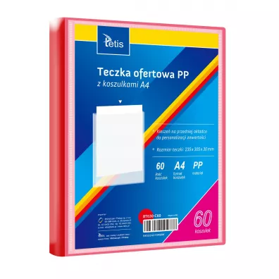 Tetis Teczka ofertowa PP 60 koszulek. A4 czerwona