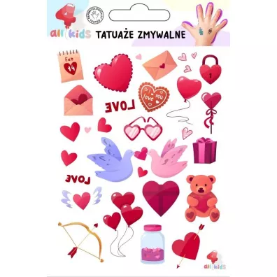 Tatua�e zmywalne dla dzieci Walentynki 3 All4Kids