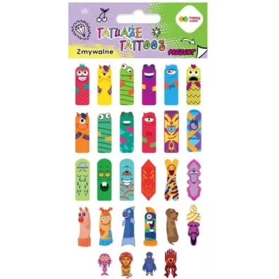 Tatua�e zmywalne Fingers Tattoo HAPPY COLOR