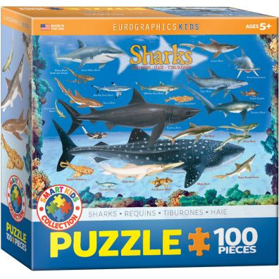 Puzzle 100 el. Smartkids Sharks Eurographics