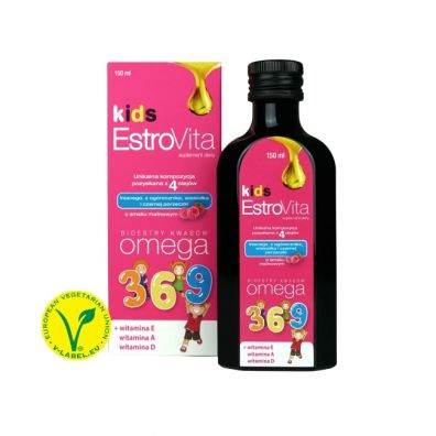 EstroVita Kids Malina Kwasy Omega 3-6-9 Suplement diety 150 ml