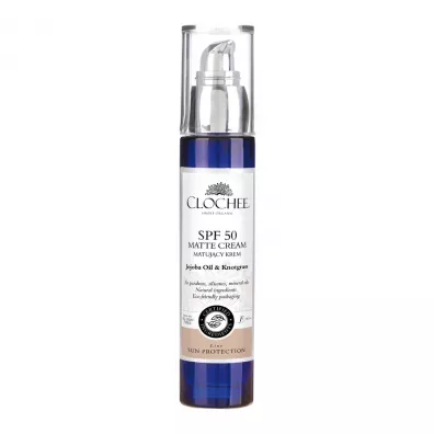 Clochee Simply Organic Sun Protection Matte Cream SPF50 krem matujcy Jojoba Oil & Knotgrass
