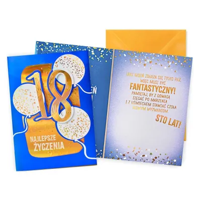 Kukartka Karnet DK-1424   cyfry, osiemnastka, balony