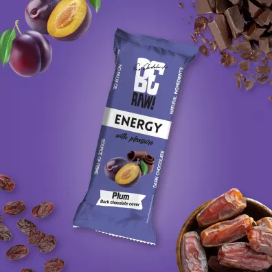 BeRaw Baton Energy Plum Chocolate Zestaw 6 x 40 g