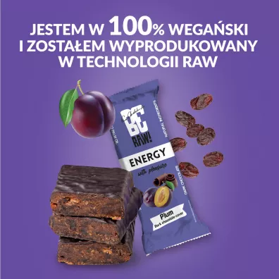 BeRaw Baton Energy Plum Chocolate Zestaw 6 x 40 g