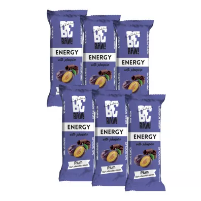 BeRaw Baton Energy Plum Chocolate Zestaw 6 x 40 g