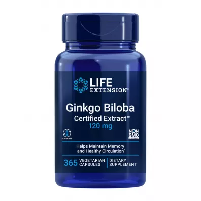 Life Extension Ginkgo Biloba Certified Extract 120 mg Suplement diety 365 kaps.