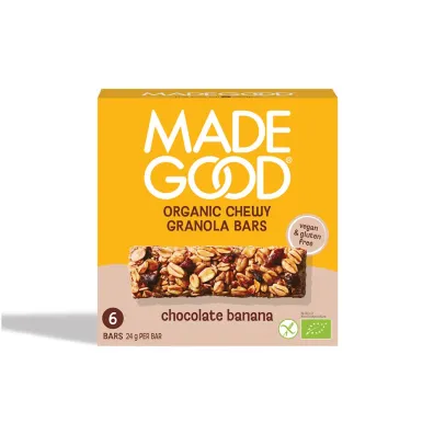 Madegood Batony granola crunchy z czekolad� i bananem bezglutenowe 6 x 24 g Bio