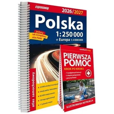 Polska Atlas Samochodowy 1:250 000 + Pierwsza Pomoc 2026/2027