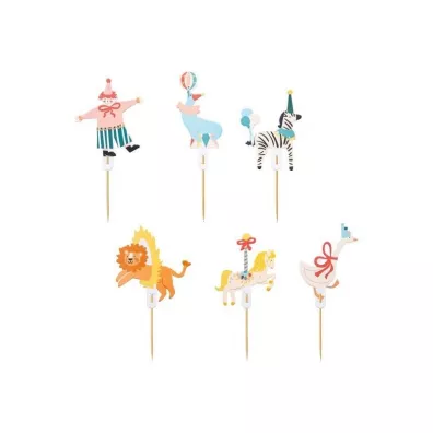 Dekoracje do muffinek Cyrk 9-11,5cm mix 6szt