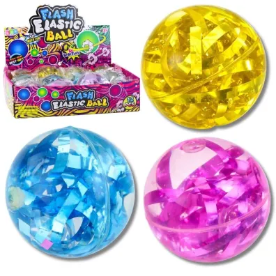 Pi�ka kauczukowa z konfetti i �wiat�em MIX LeanToys