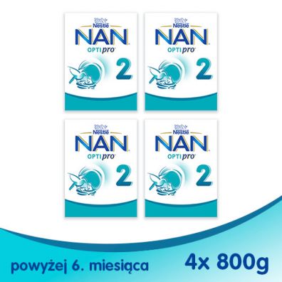 Nestle Nan Optipro 2 Mleko nastpne dla niemowlt po 6 miesicu Zestaw 4 x 800 g