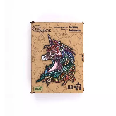 Puzzle drewniane eko 124 el. T�czowy jednoro�ec A3 Maksik