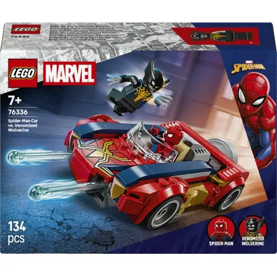 LEGO Super Heroes Spider-Man w samochodzie kontra zvenomowany Wolverine 76336