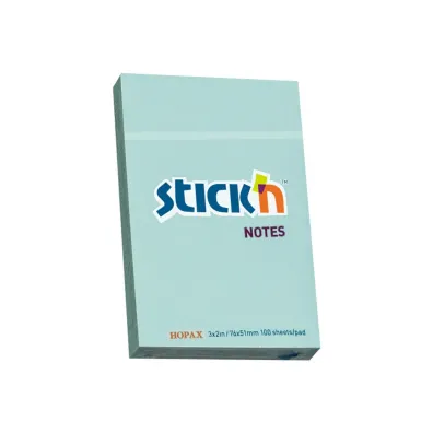Stickn Notes samoprzylepny niebieski pastel 76x51mm 100 kartek