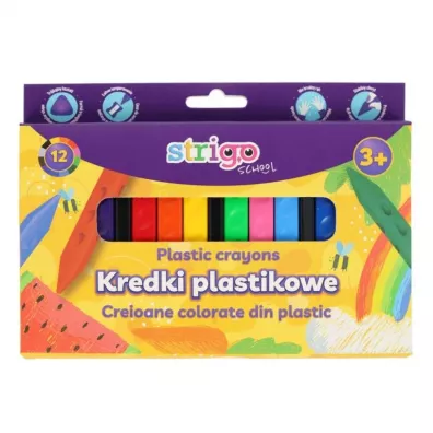 Kredki plastikowe trjktne 12 kolorw STRIGO