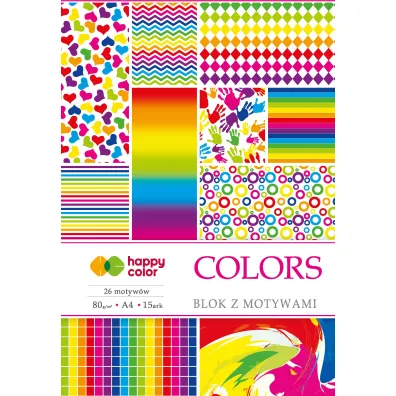 Happy Color Blok z motywami COLORS A4 27 motyw�w 80g 15 kartek