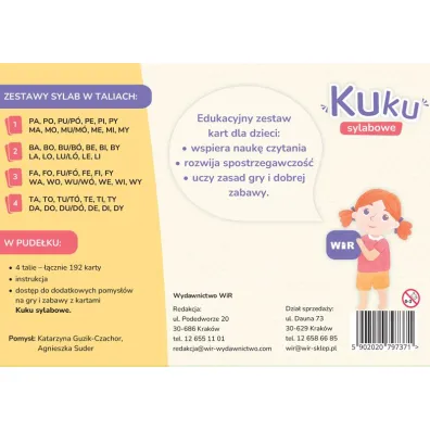 Kuku sylabowe Edukacyjna gra karciana dla dzieci WIR